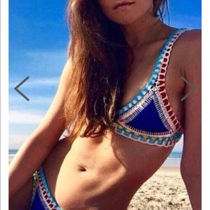 NWT Colorful Crochet Trim Triangle Bikini